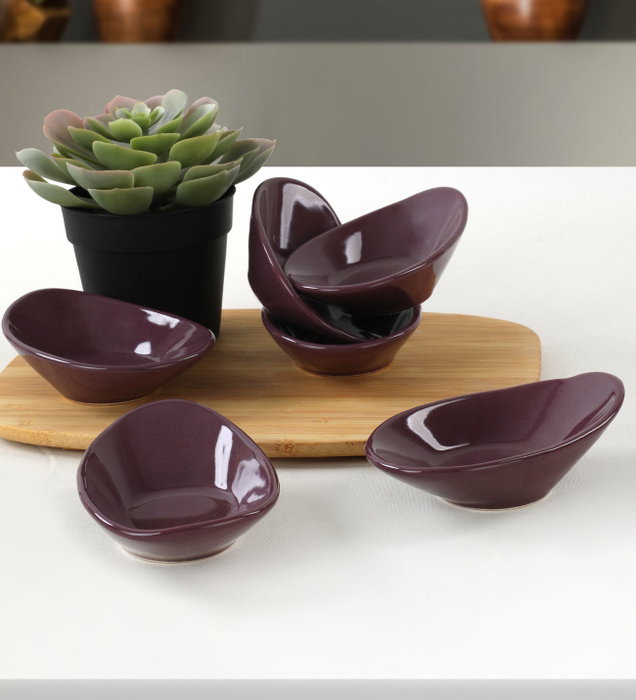 Hermia Juego de 6 Salseras de Cerámica Morado
